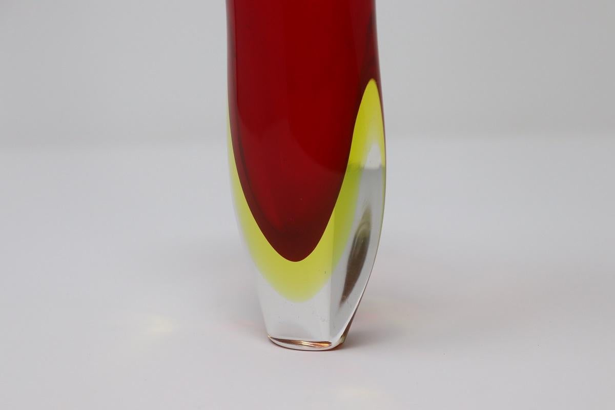 Italian Murano Art Glass Ruby Red Small Vase by Flavio Poli for Seguso, 1960s For Sale 2