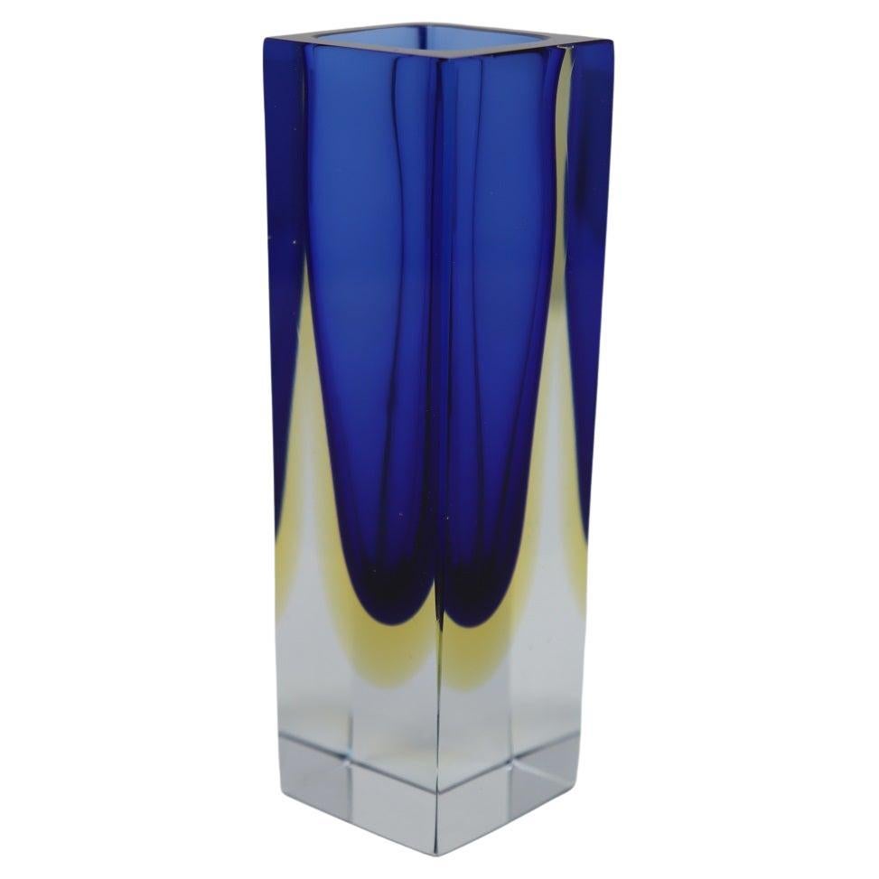 Italian Murano Art Glass Small Blue Vase, Flavio Poli for Seguso, 1970s