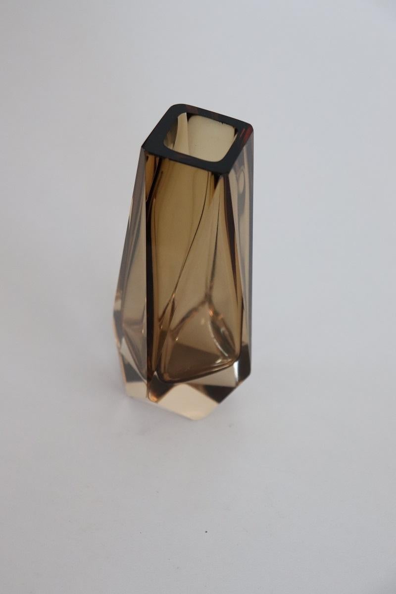 Vaso piccolo in vetro artistico italiano di Murano color ambra fumé, Mandruzzato 1960s in vendita 2