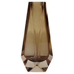 Italian Murano Art Glass Small Vase in Smoky Amber Color, Mandruzzato 1960s