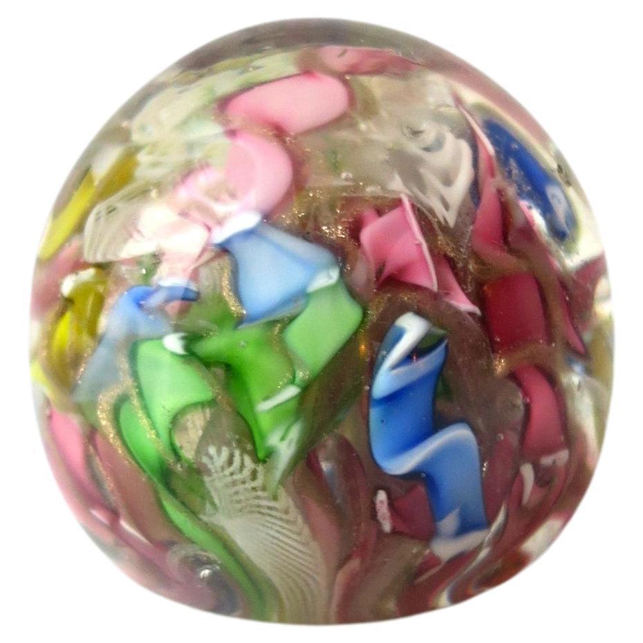 Italian Murano Art Glass Sphere Paperweight For Sale