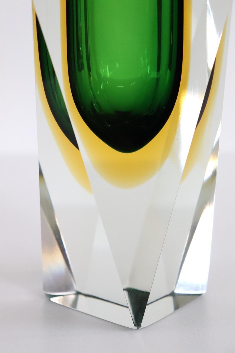 Vaso alto in vetro artistico di Murano di Flavio Poli, anni '60 con etichetta originale in vendita 4