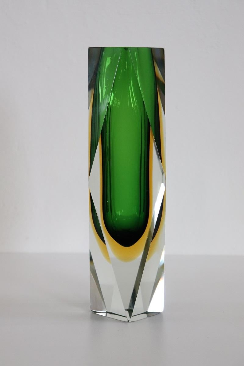 Vaso alto in vetro artistico di Murano di Flavio Poli, anni '60 con etichetta originale in vendita 3