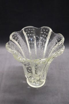 Italian Murano Art Glass Transparent Vase by Barovier, Bullicante Model, 1950s