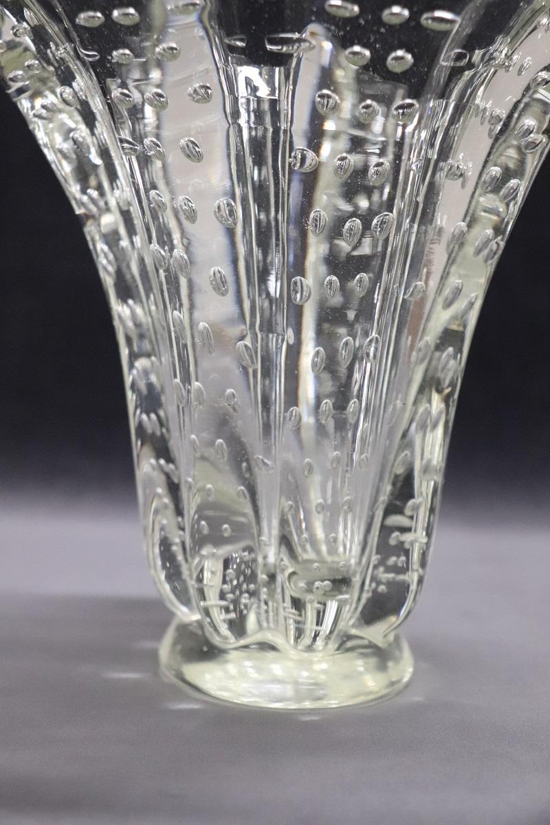 Italian Murano Art Glass Transparent Vase by Barovier, Bullicante Model, 1950s In Excellent Condition For Sale In Casale Monferrato, IT