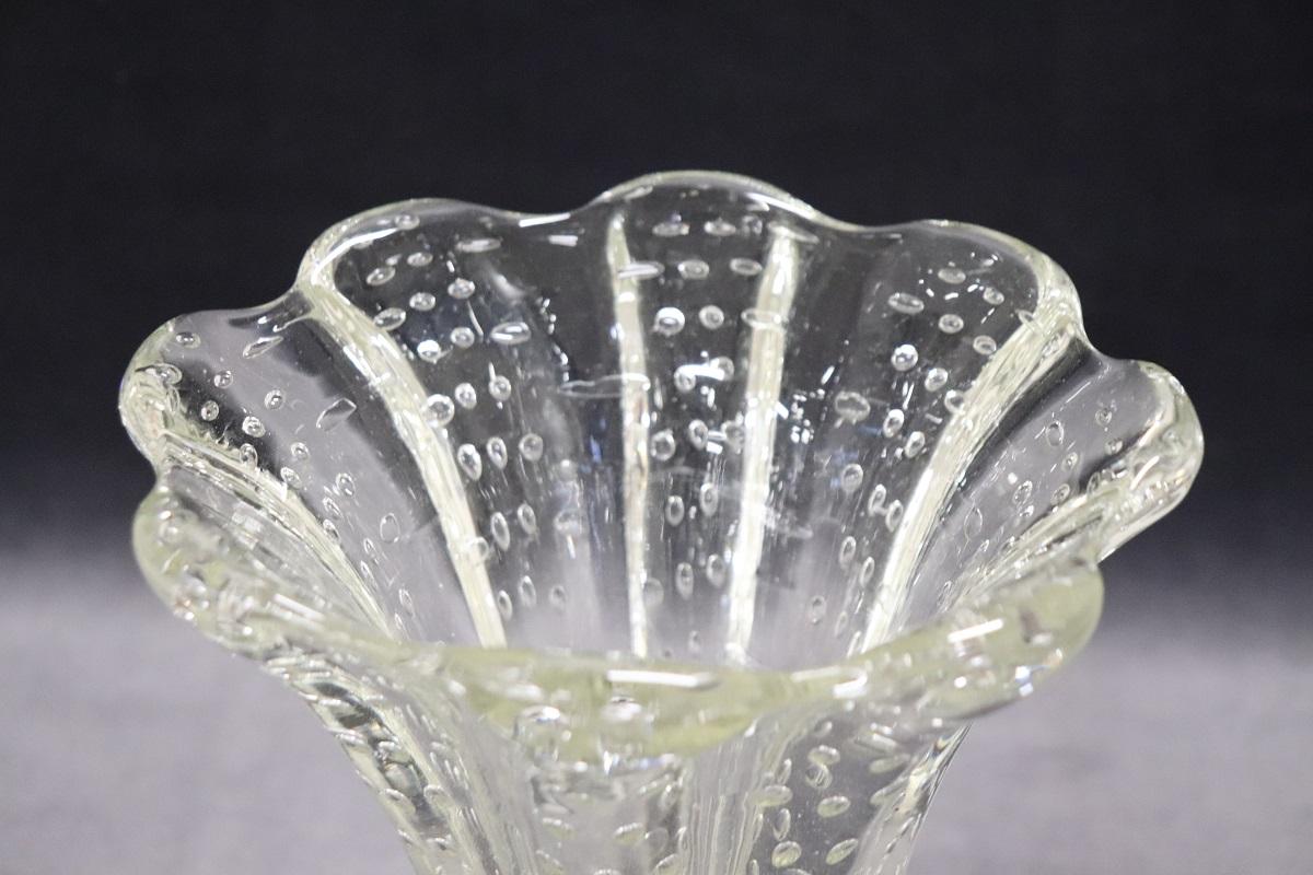 Italian Murano Art Glass Transparent Vase by Barovier, Bullicante Model, 1950s For Sale 2