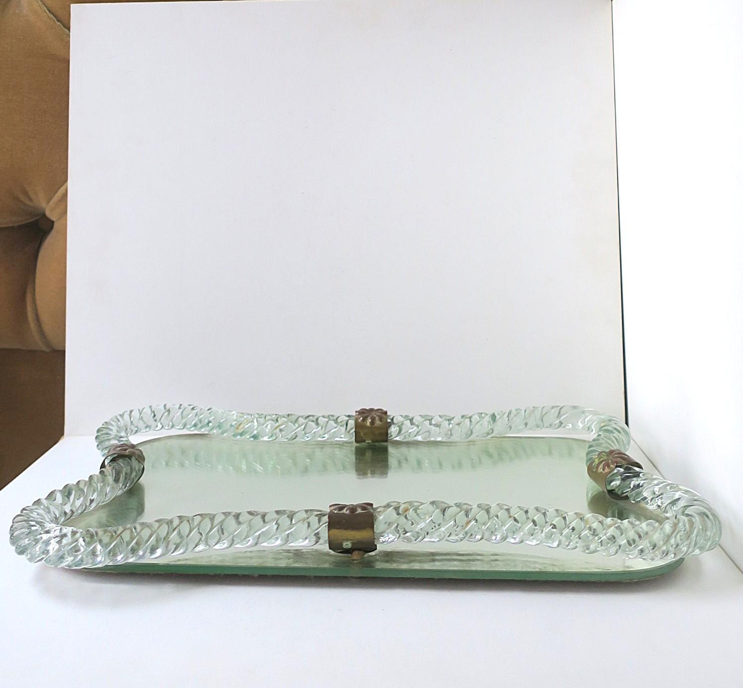 Modern Italian Murano Art Glass Vanity Mirror Tray Venini Attrib. For Sale