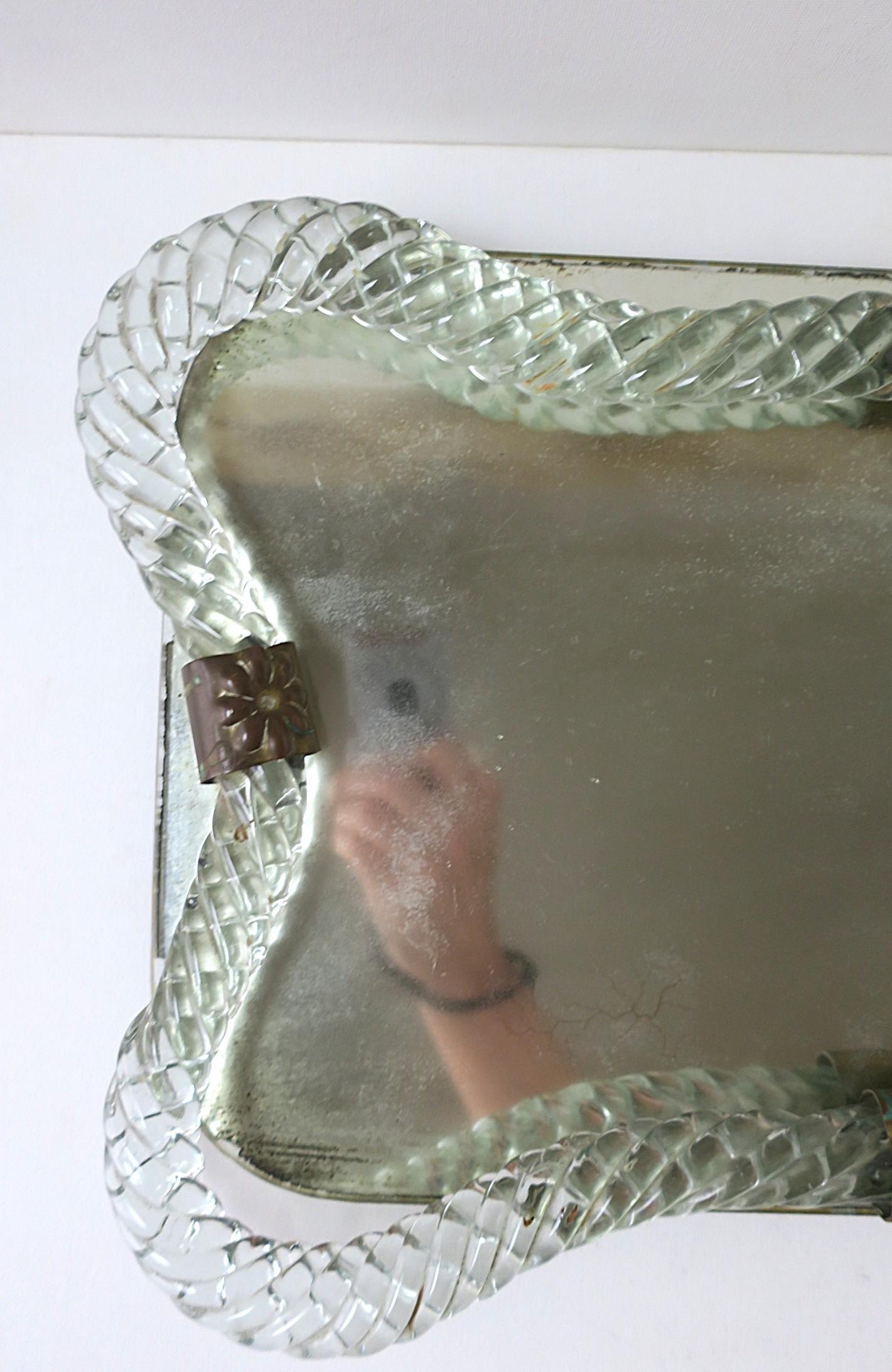 Italian Murano Art Glass Vanity Mirror Tray Venini Attrib. For Sale 4