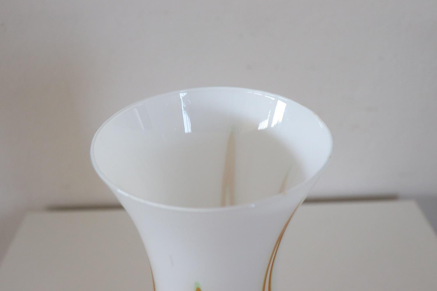 Murano Glass Italian Murano Art Glass Vase with Kinetic Decoration, 1960s For Sale