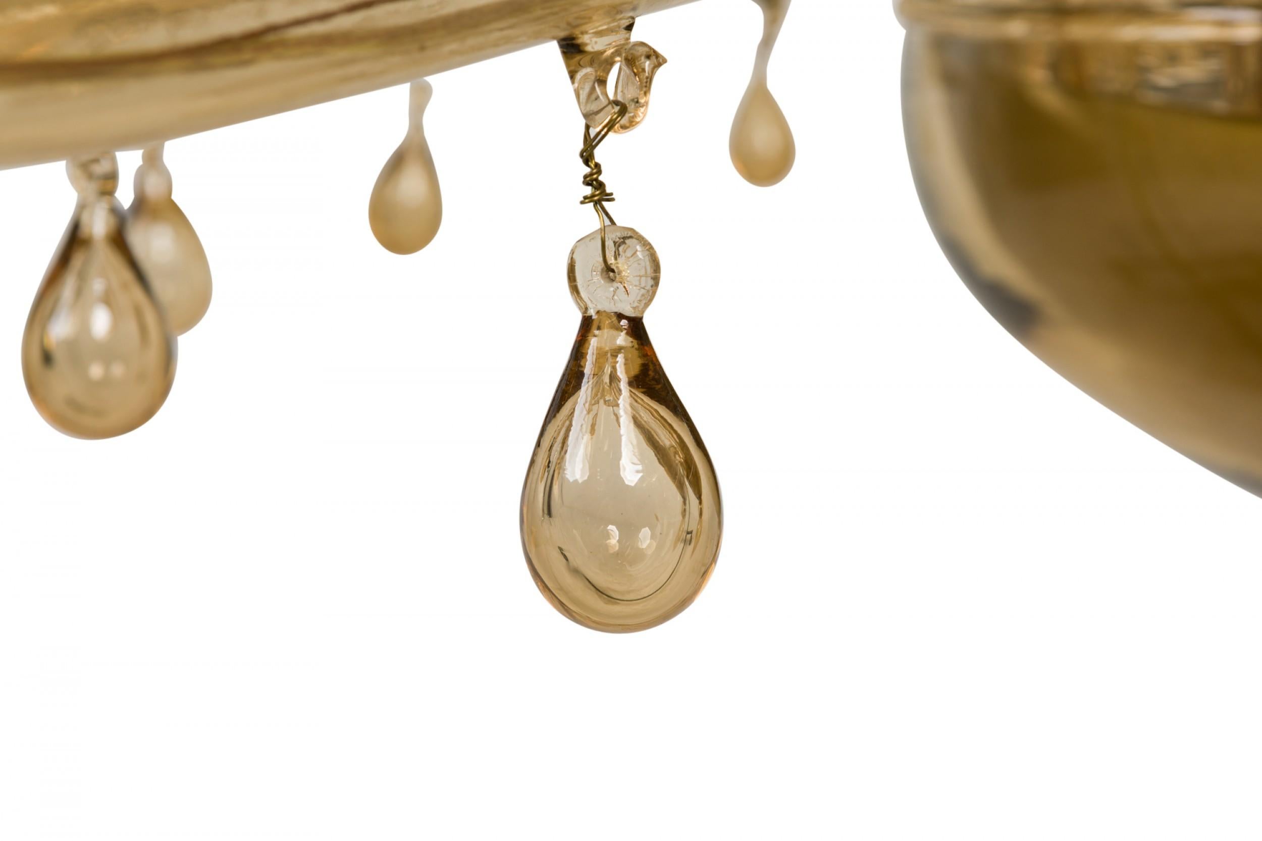 Lampadario italiano di Murano Art Moderne in vetro soffiato color ambra a 12 bracci in vendita 3