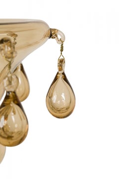 Italian Murano Art Moderne Amber Blown Glass 12-Arm Chandelier