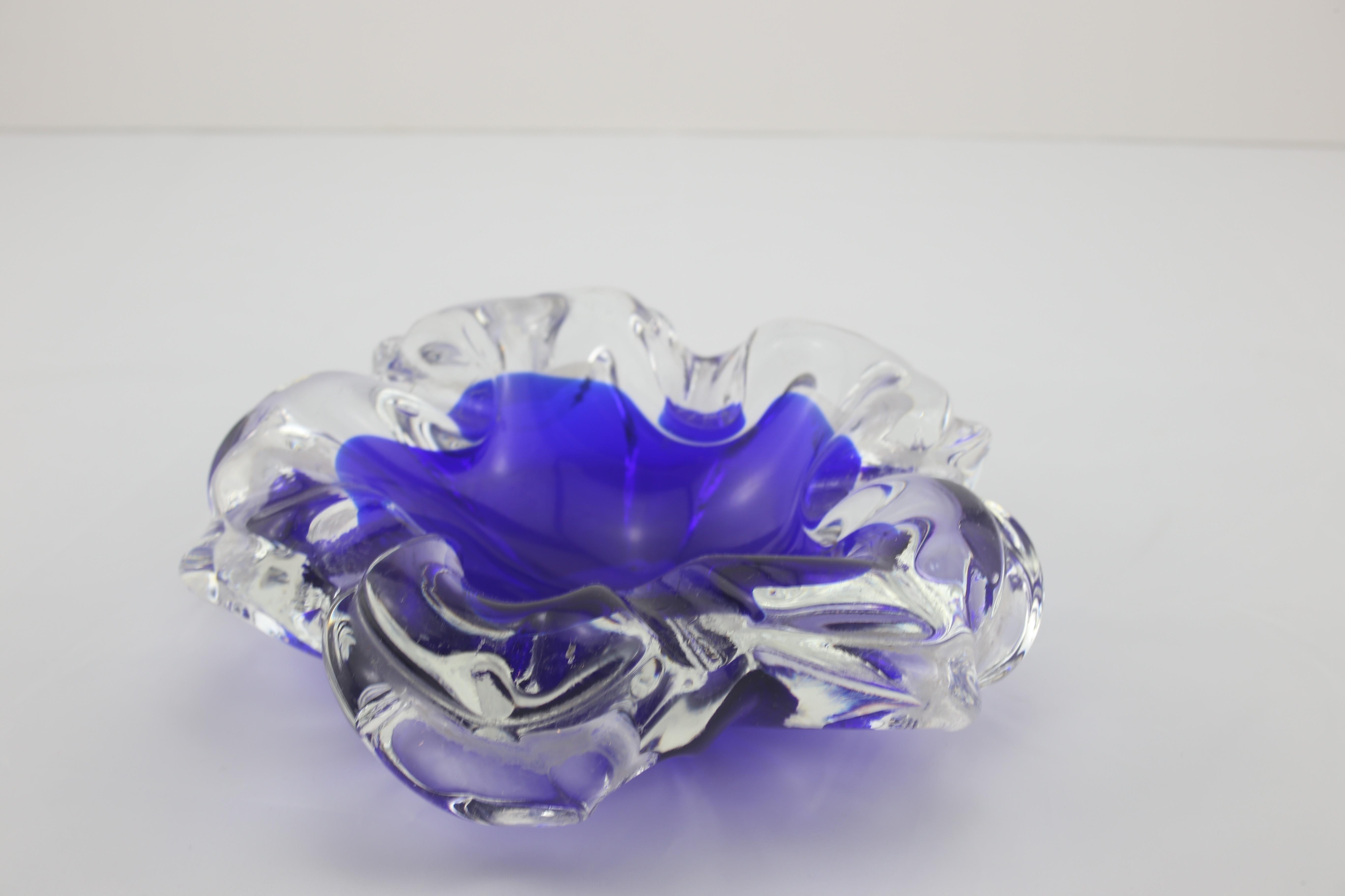 20th Century Mid-Century Modern Italian Blue Murano Glass Ashtray, 1960s