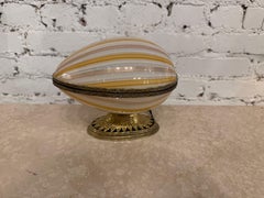 Italian Murano Aventurine Glass Hinged Egg Box on Gilt Metal Stand