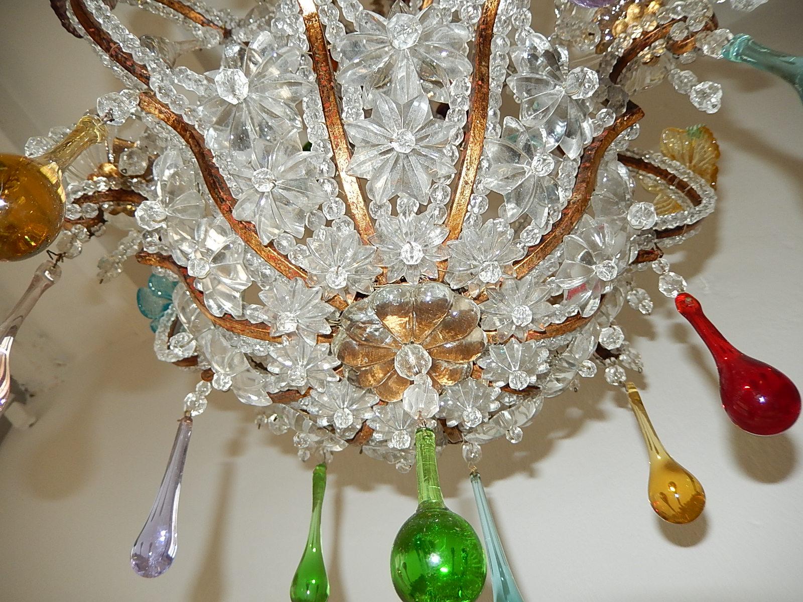 Italian Murano Beaded Multi-Color Flowers, Drops & Stars Chandelier, circa 1920 7