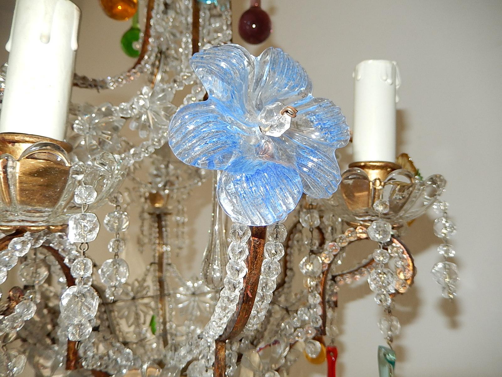 Italian Murano Beaded Multi-Color Flowers, Drops & Stars Chandelier, circa 1920 4