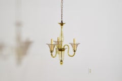 Italian, Murano, Blown Amber Glass 3-Light Chandelier, Mid 20th century
