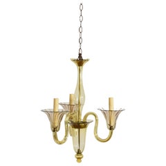 Italian, Murano, Blown Amber Glass 3-Light Chandelier, Mid 20th century