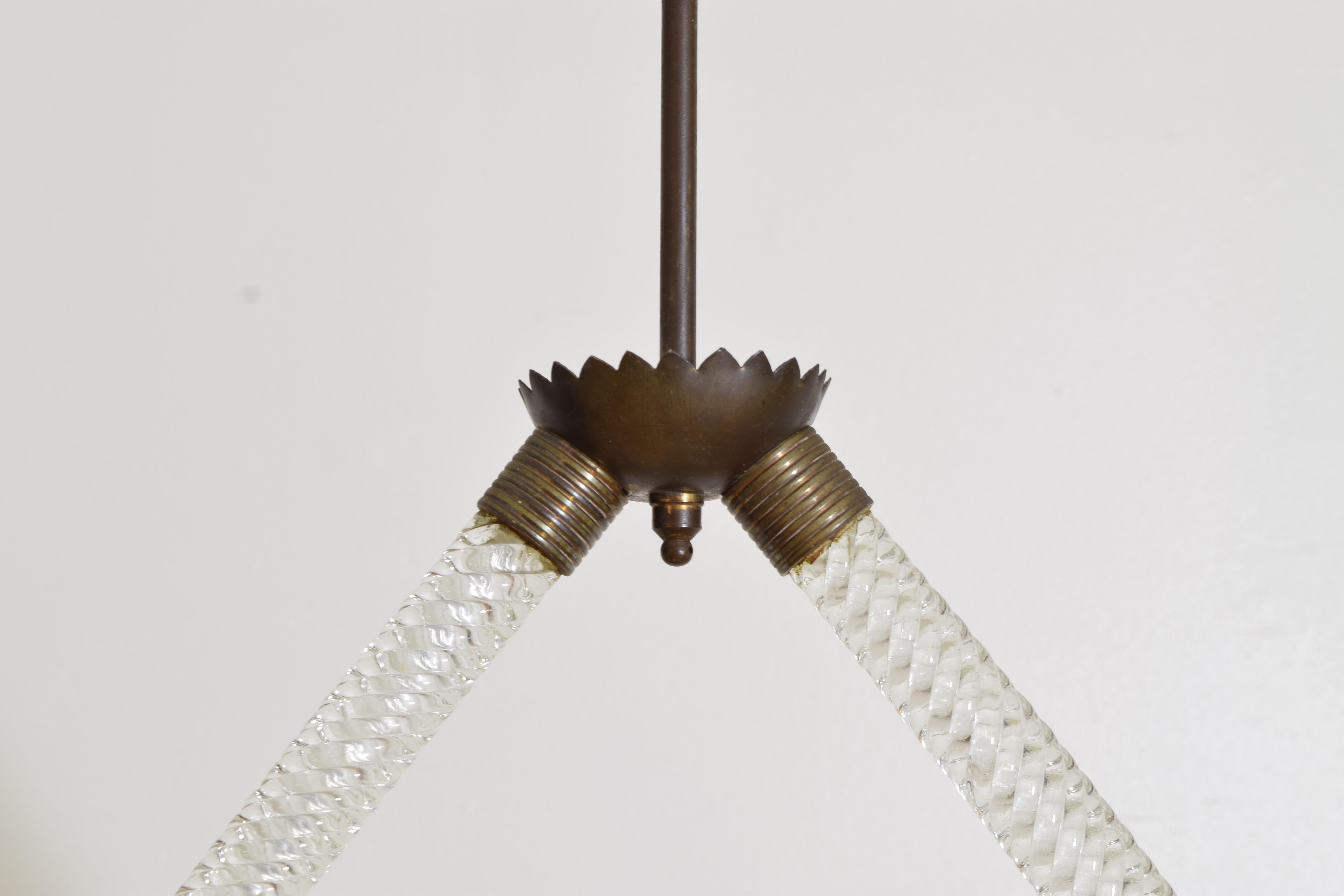 Italian, Murano, Blown Glass 1-Light Pendant, 1st half 20th century In Good Condition For Sale In Atlanta, GA