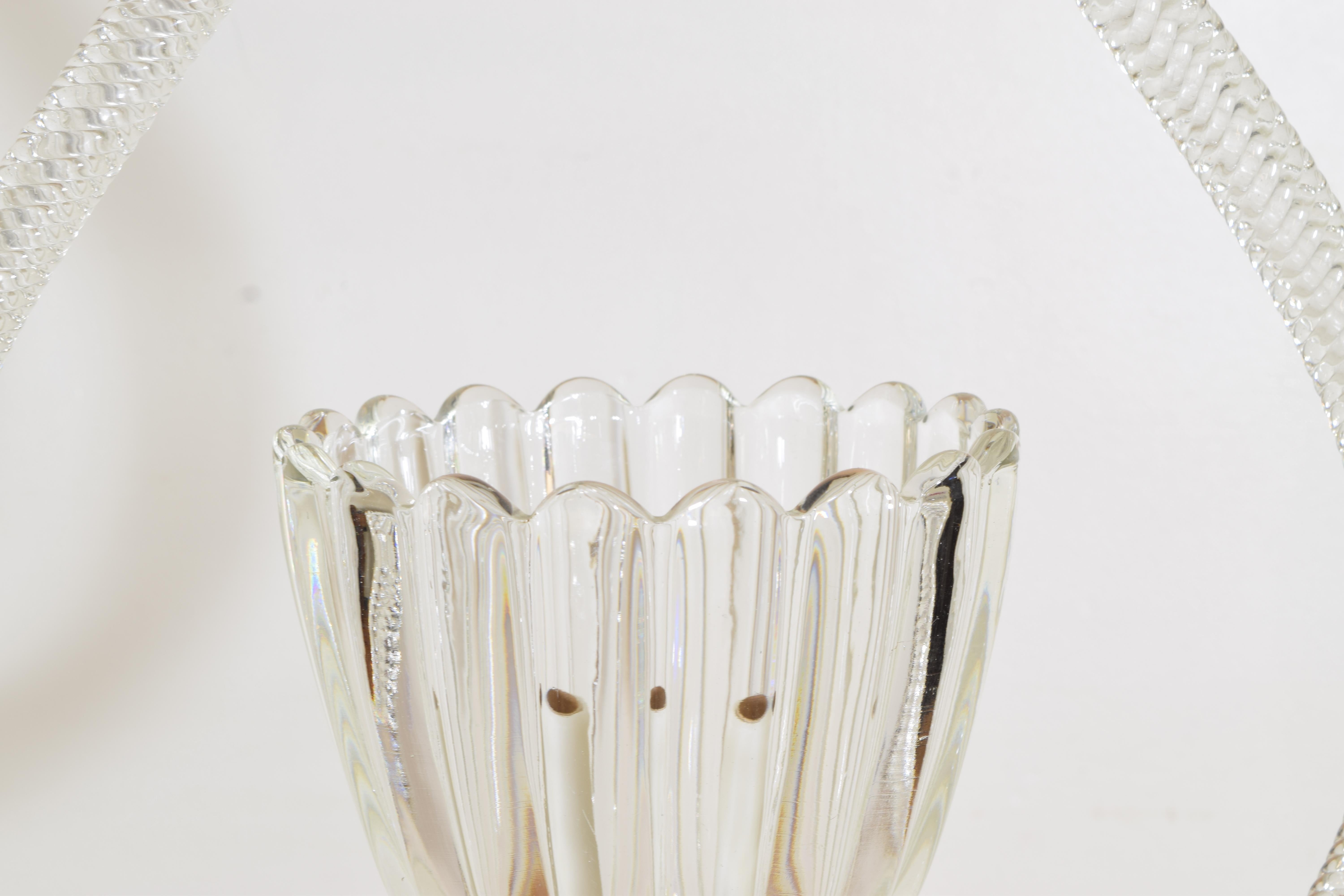 Italienisch, Murano, 1-Light Pendelleuchte aus geblasenem Glas, 1. Hälfte 20. im Angebot 1