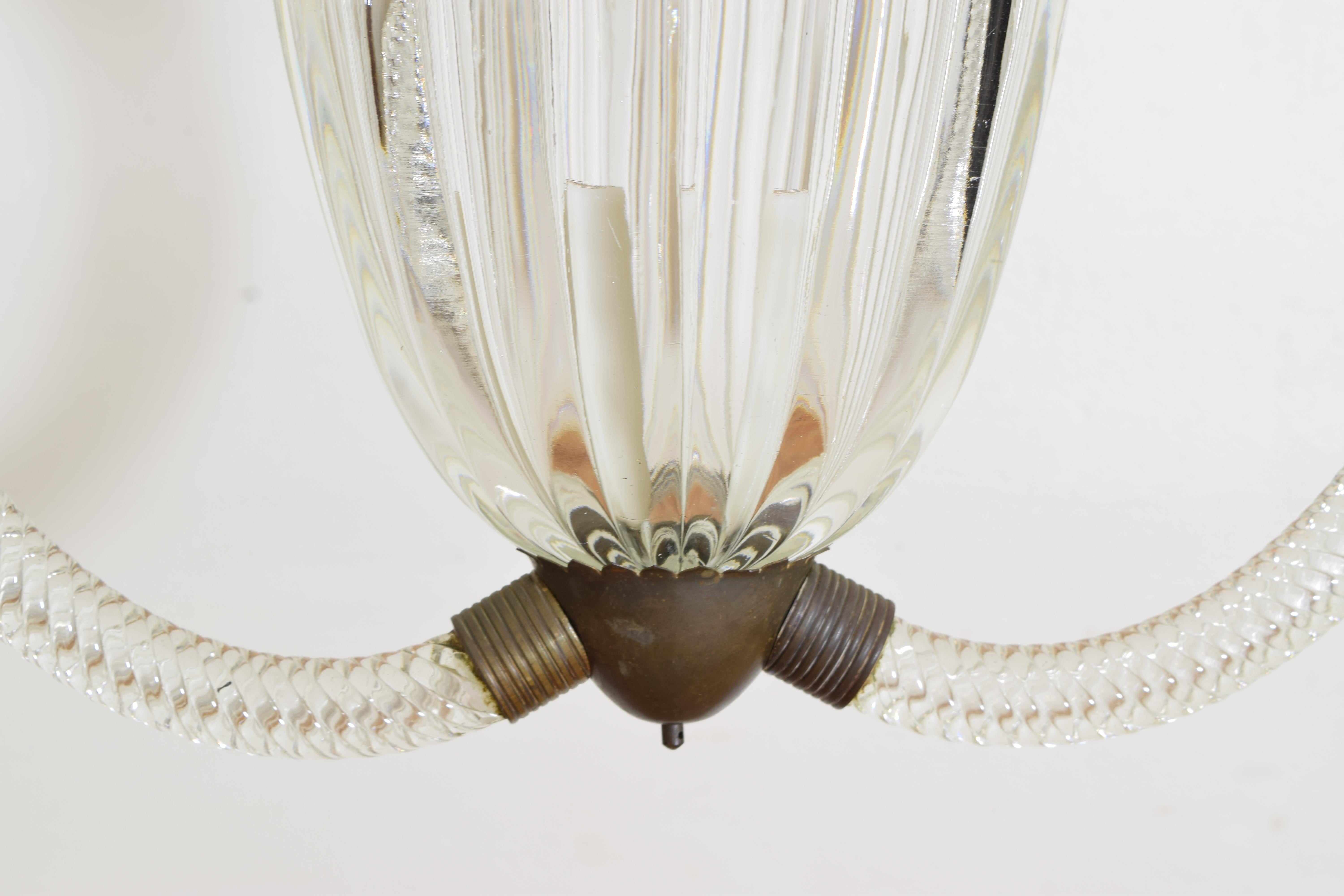 Italienisch, Murano, 1-Light Pendelleuchte aus geblasenem Glas, 1. Hälfte 20. im Angebot 2