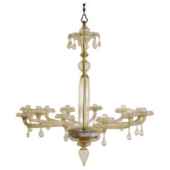 Italian, Murano, Blown Glass 12-Light Chandelier, Large Diameter, ca. 1930's