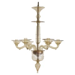 Italian, Murano, Blown Glass 6 Arm Chandelier, 1st Half 20th Century