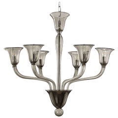 Italian Murano Blown Glass Chandelier, Essential, Minimalist, Elegance