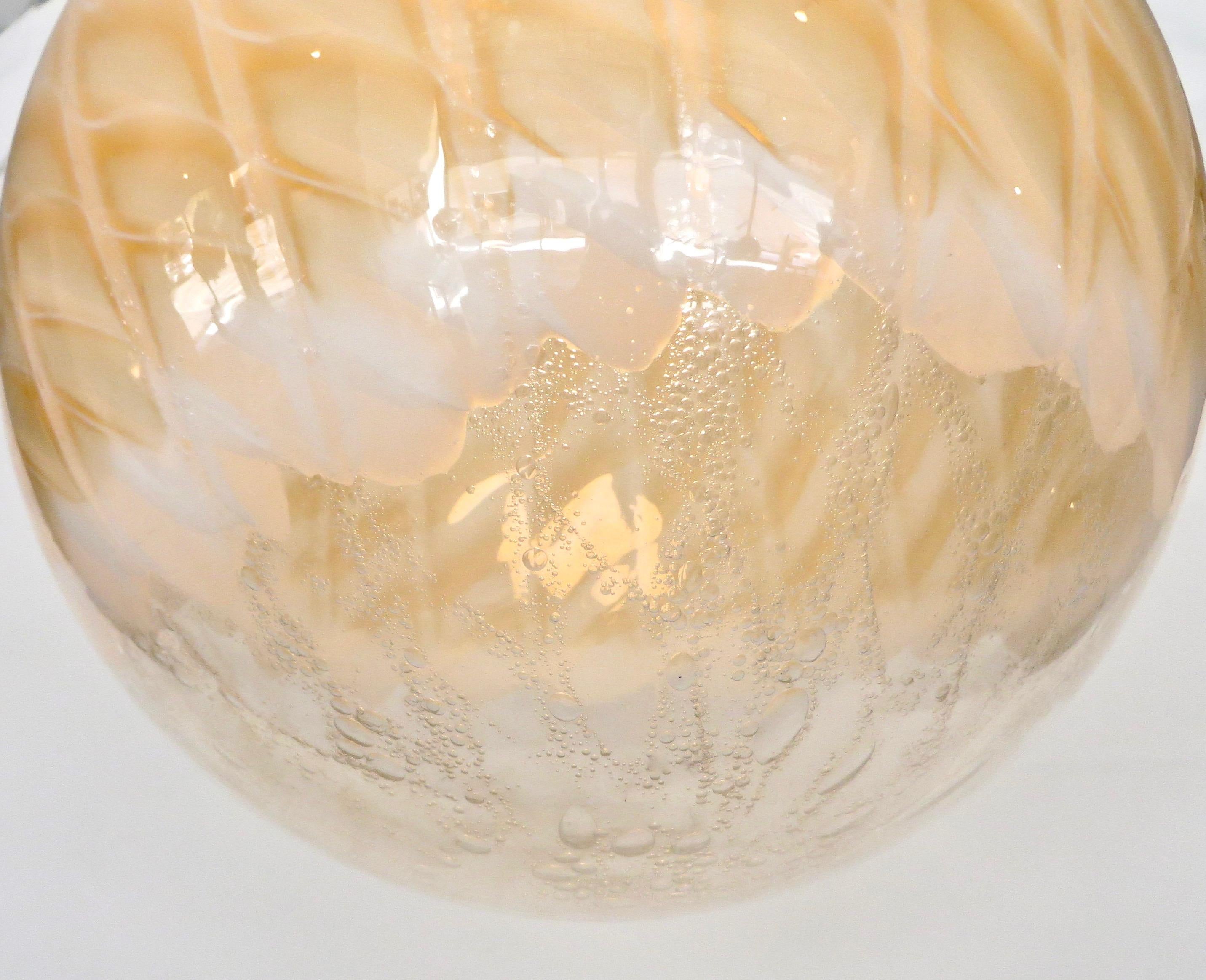 Italian Murano Blown Glass Globe Pendant Chandelier Attributed to Venini 5