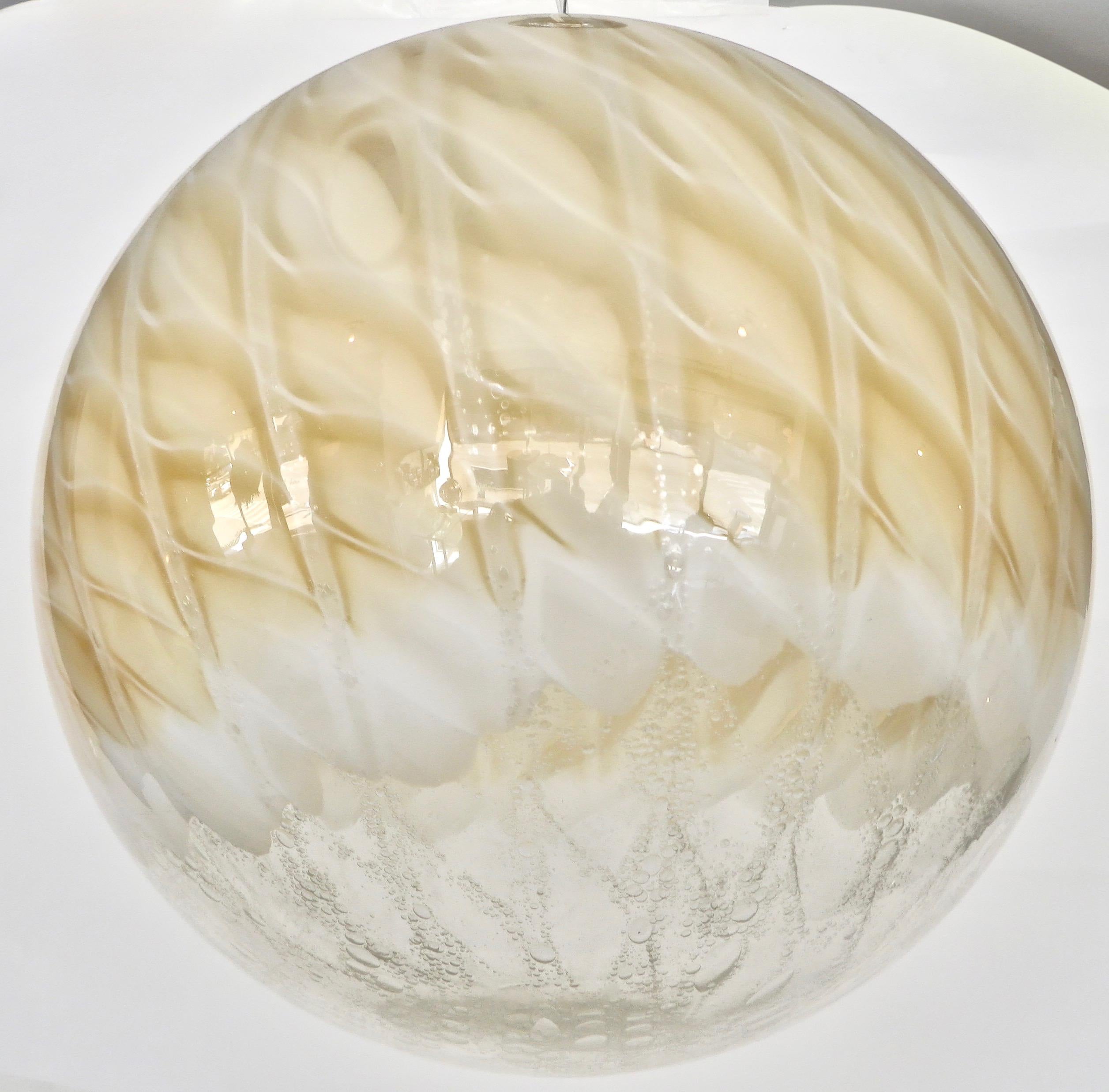 Mid-20th Century Italian Murano Blown Glass Globe Pendant Chandelier Attributed to Venini