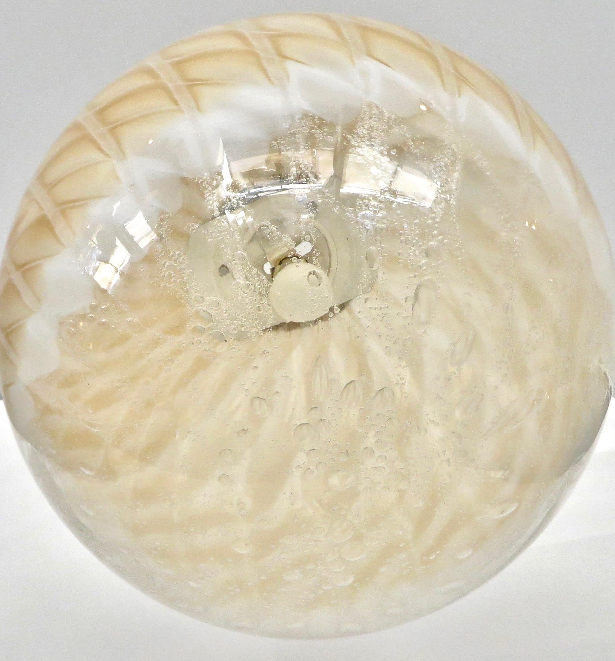 Italian Murano Blown Glass Globe Pendant Chandelier Attributed to Venini 2