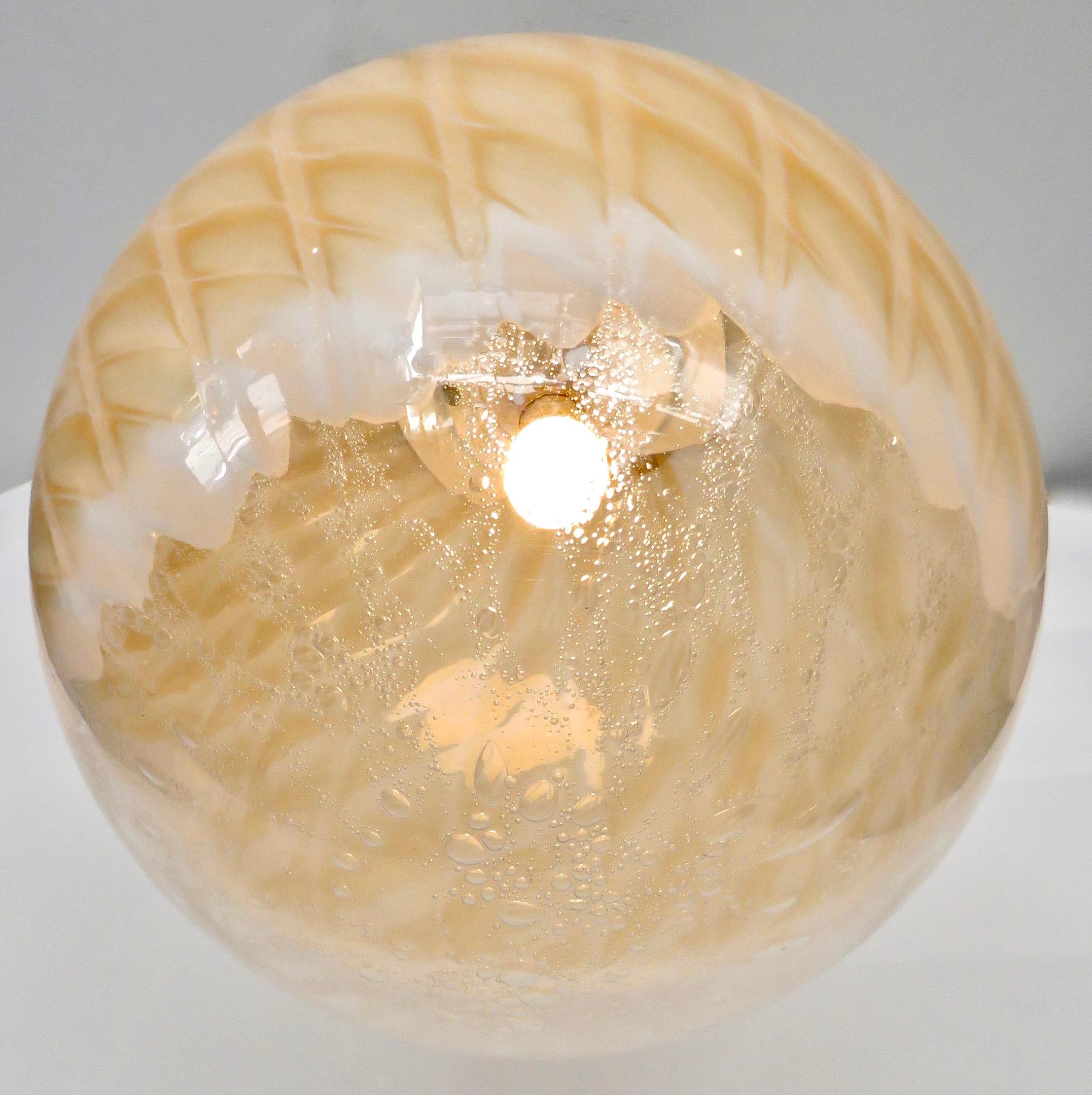 Italian Murano Blown Glass Globe Pendant Chandelier Attributed to Venini 4