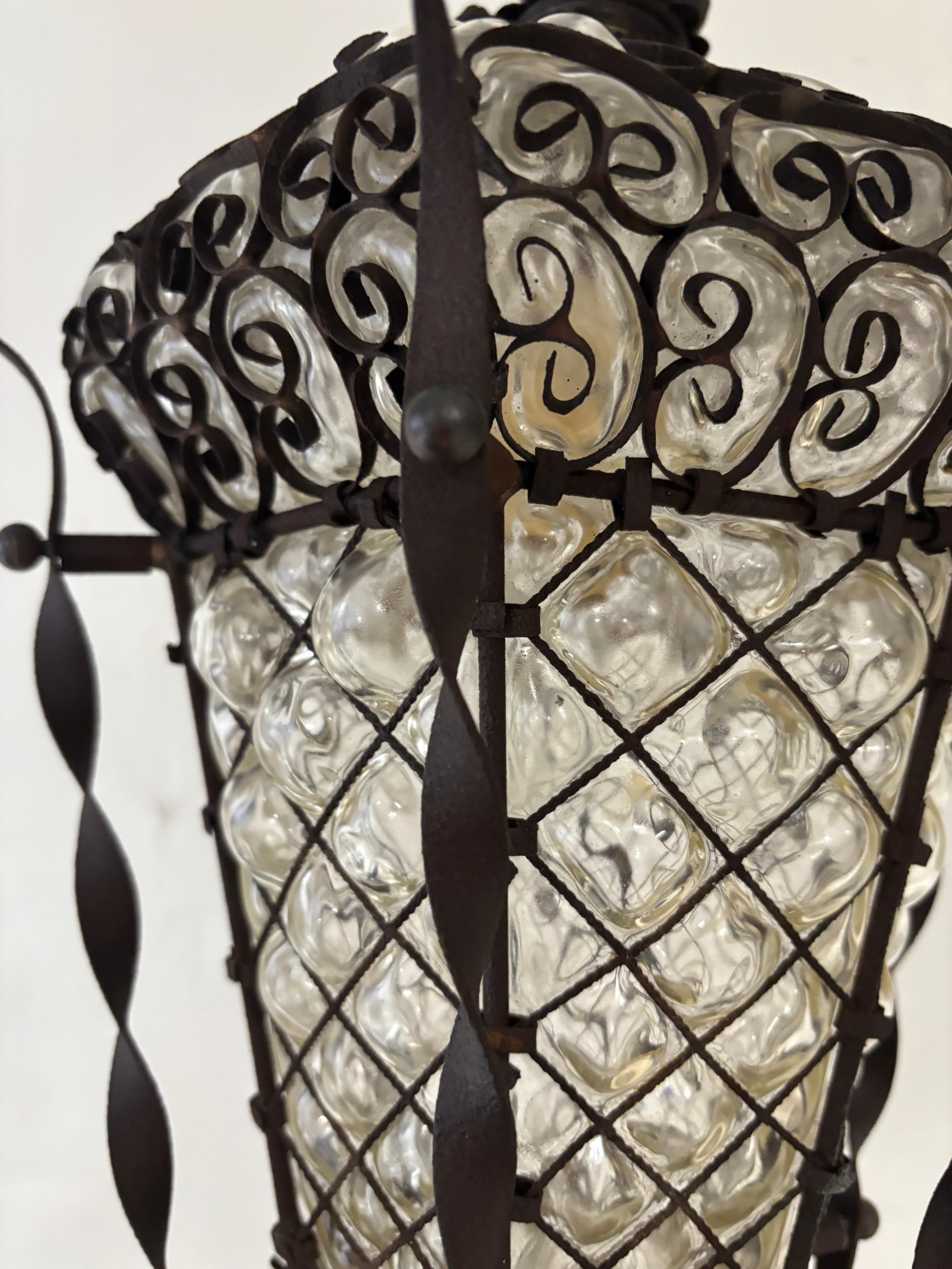 Italienischer Murano-Kronleuchter aus geblasenem Glas und Schmiedeeisen Selten um 1900 im Angebot 5
