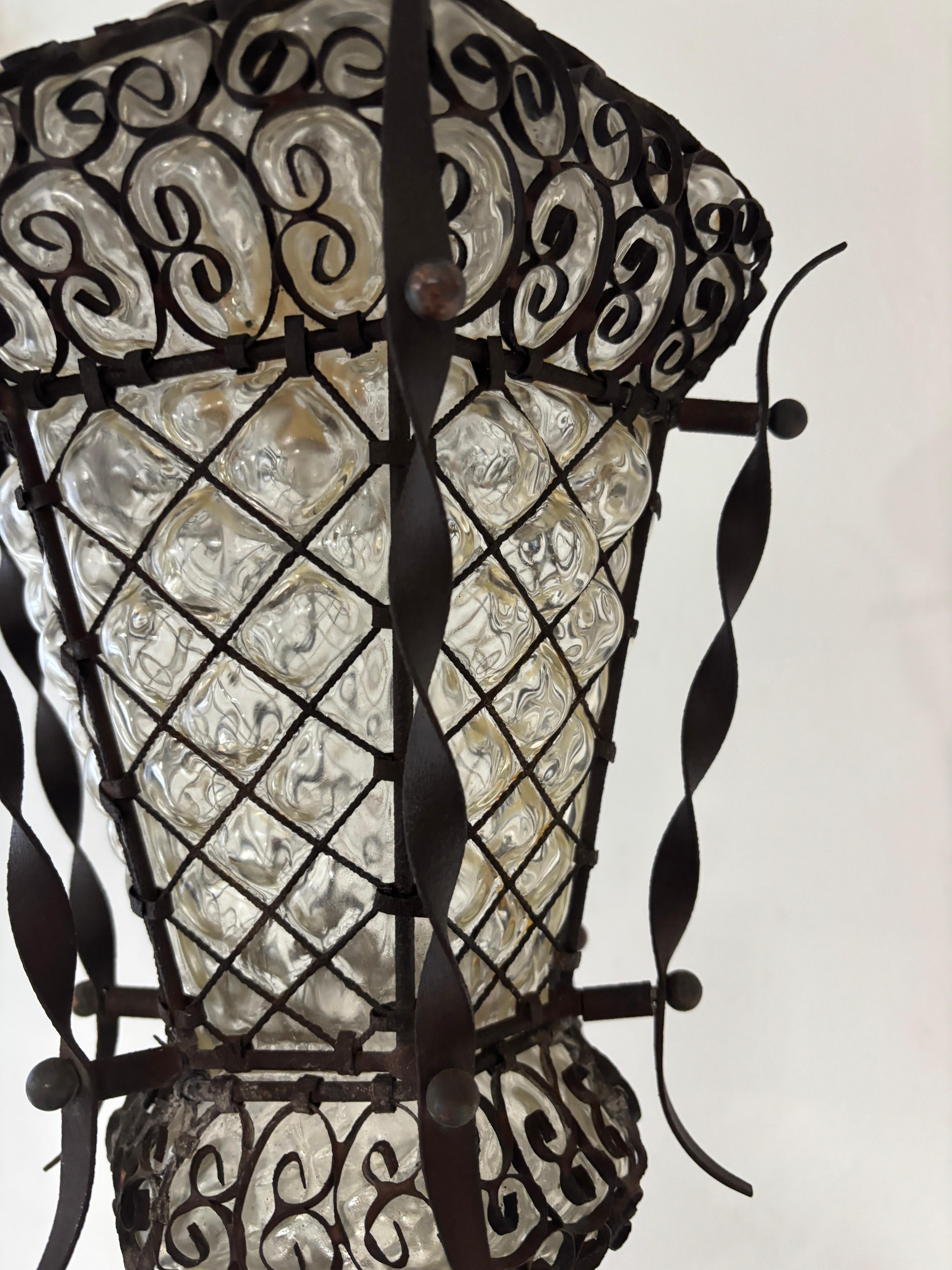 Italienischer Murano-Kronleuchter aus geblasenem Glas und Schmiedeeisen Selten um 1900 im Angebot 8