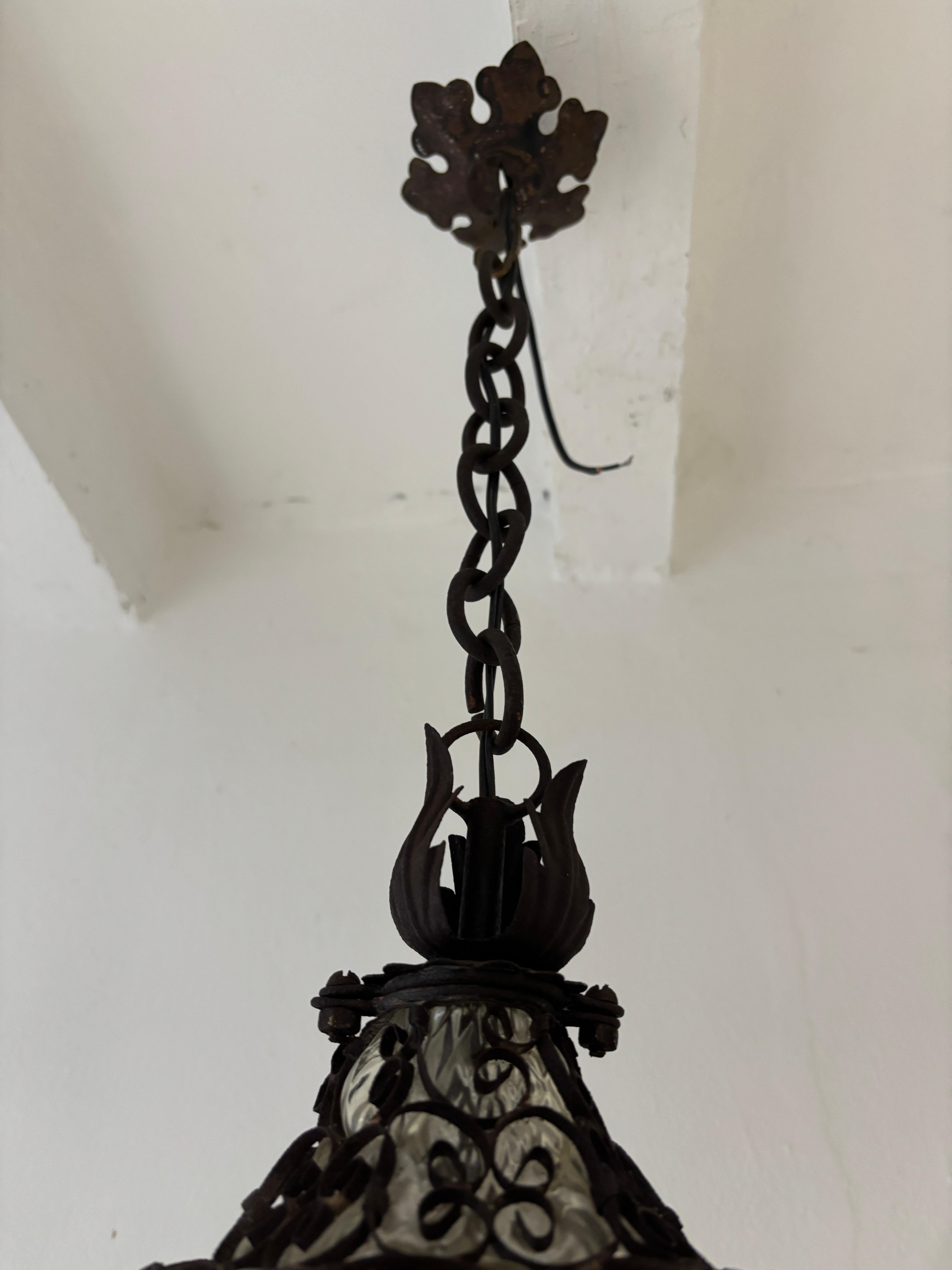 Italienischer Murano-Kronleuchter aus geblasenem Glas und Schmiedeeisen Selten um 1900 im Angebot 4