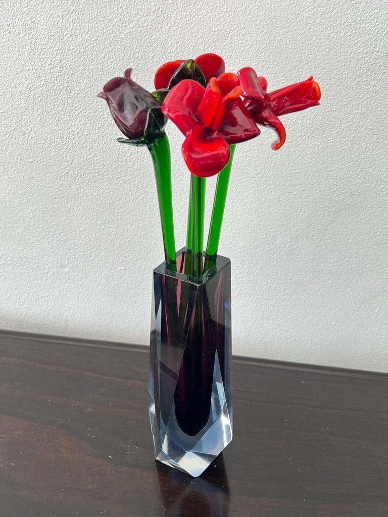 Italienische Murano geblasen dicken lila geräuchert Vase 1970er Jahren.
