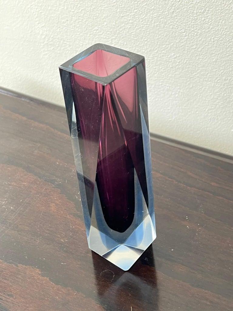 Other Italian Murano Blown Thick Purple Smoked Vase 1970s For Sale