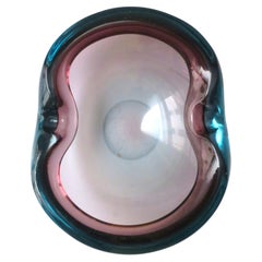 Italienische Schale aus Murano-Kunstglas in Blau und Amethyst von Sommerso Barbini