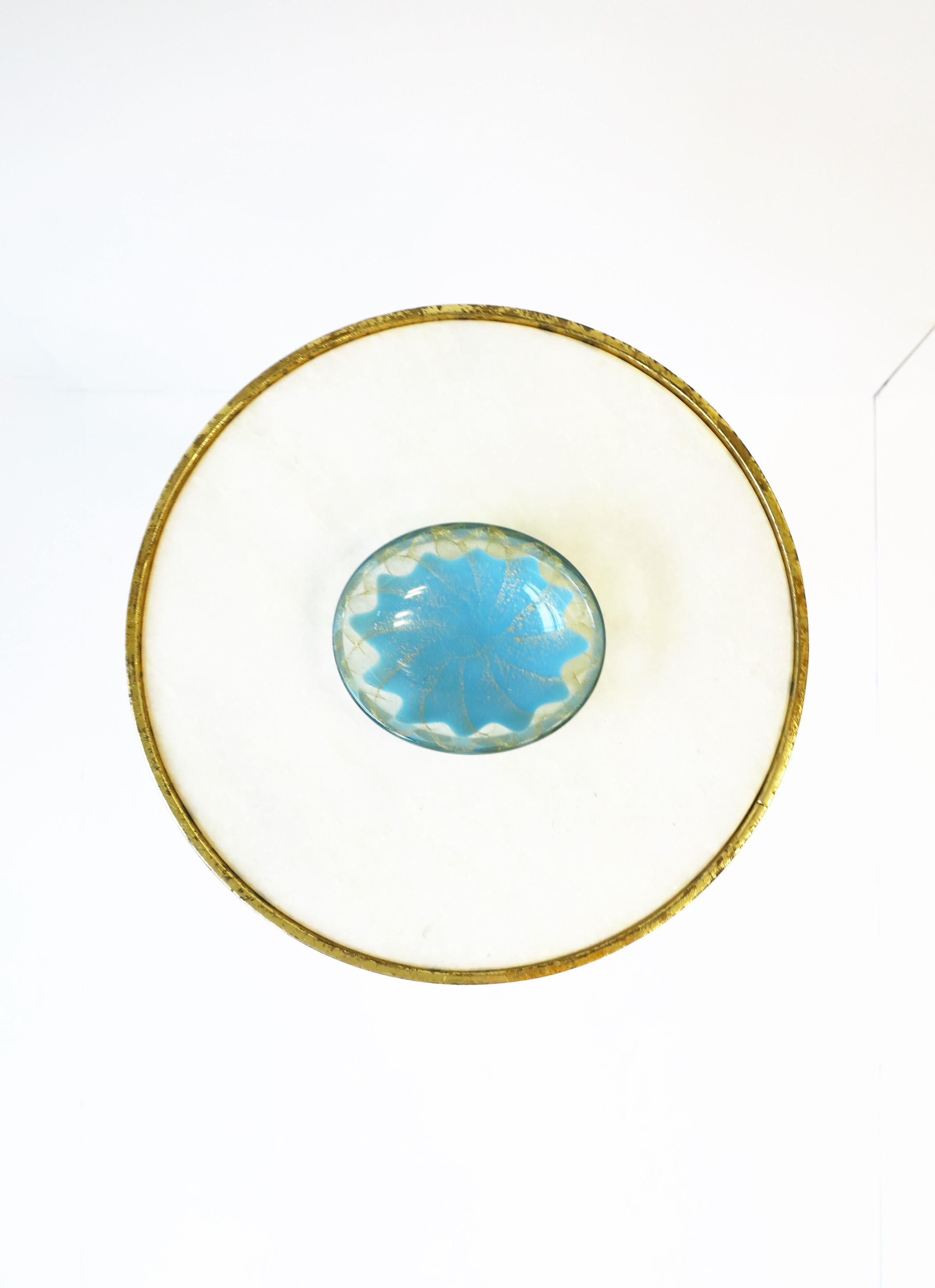 Italian Murano Gold and Blue Art Glass Bowl For Sale 6