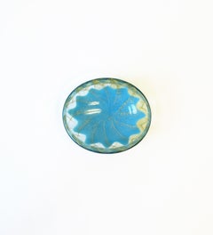 Italian Murano Art Glass Bowl Blue and Gold