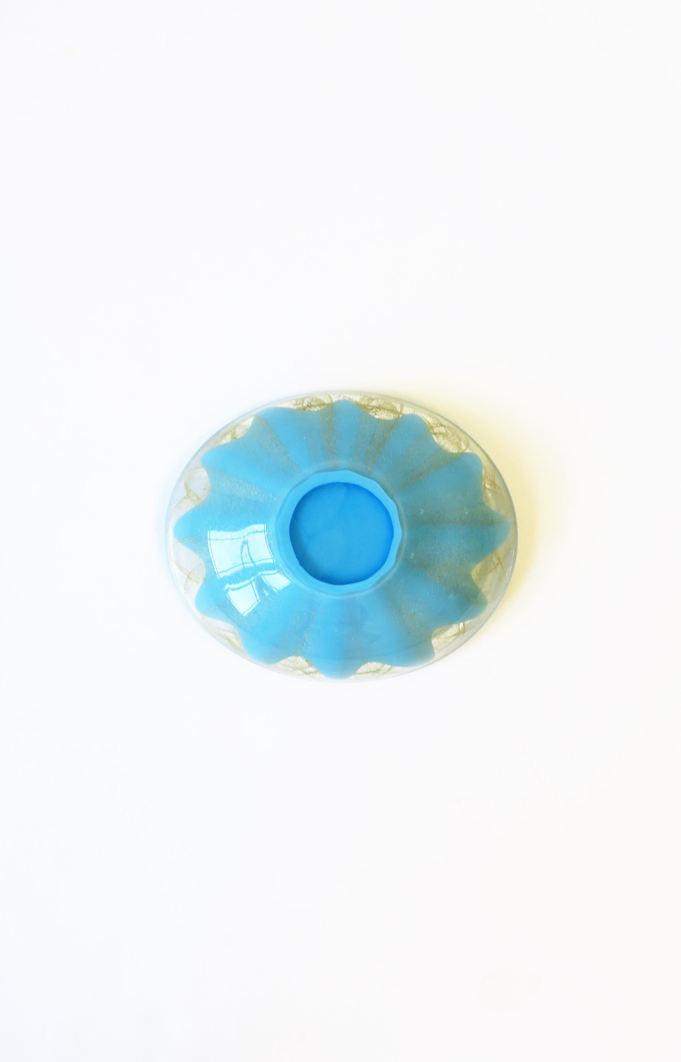 XX secolo Ciotola in vetro artistico italiano di Murano oro e blu in vendita
