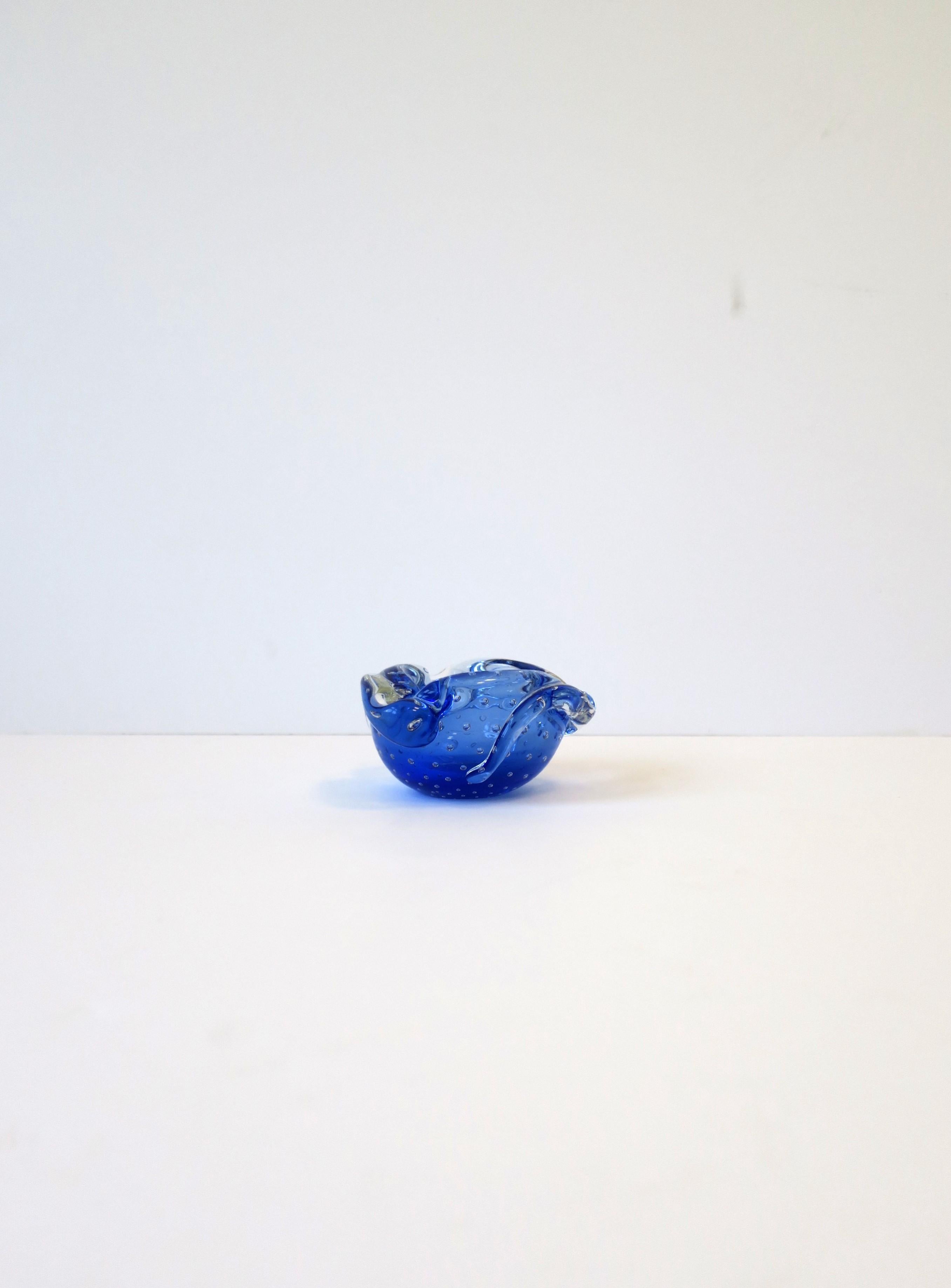 Italian Murano Blue Art Glass Ashtray or Bowl For Sale 2