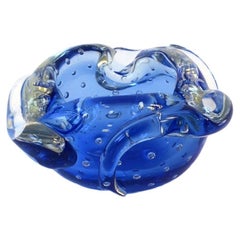 Italian Murano Blue Art Glass Ashtray or Bowl