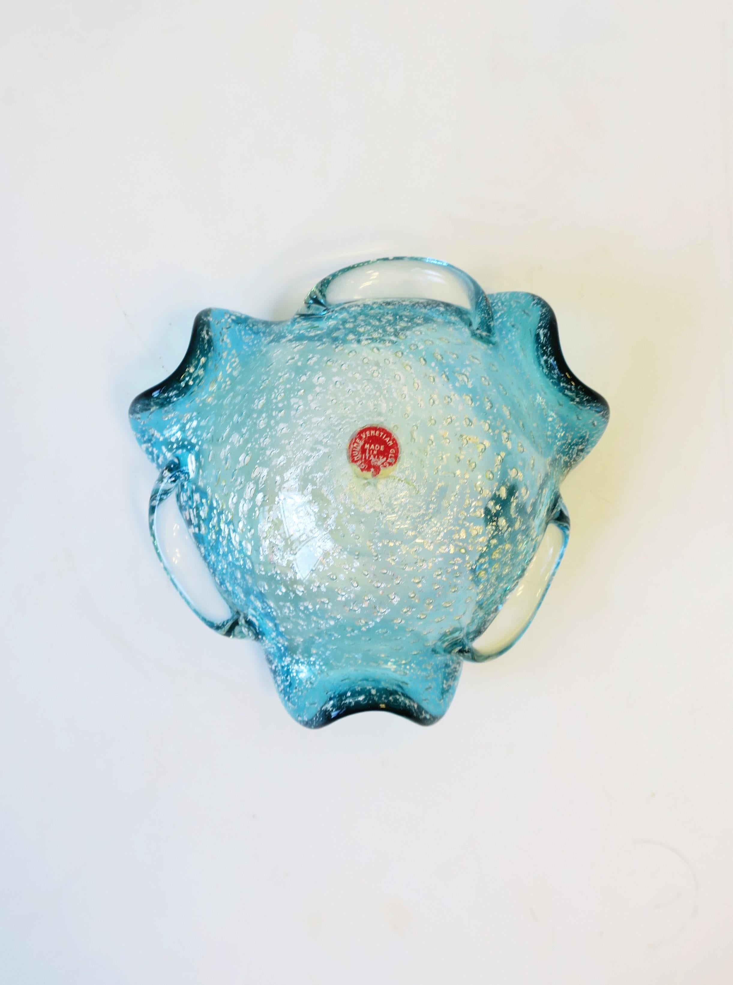 Italian Murano Blue Art Glass Bowl 6