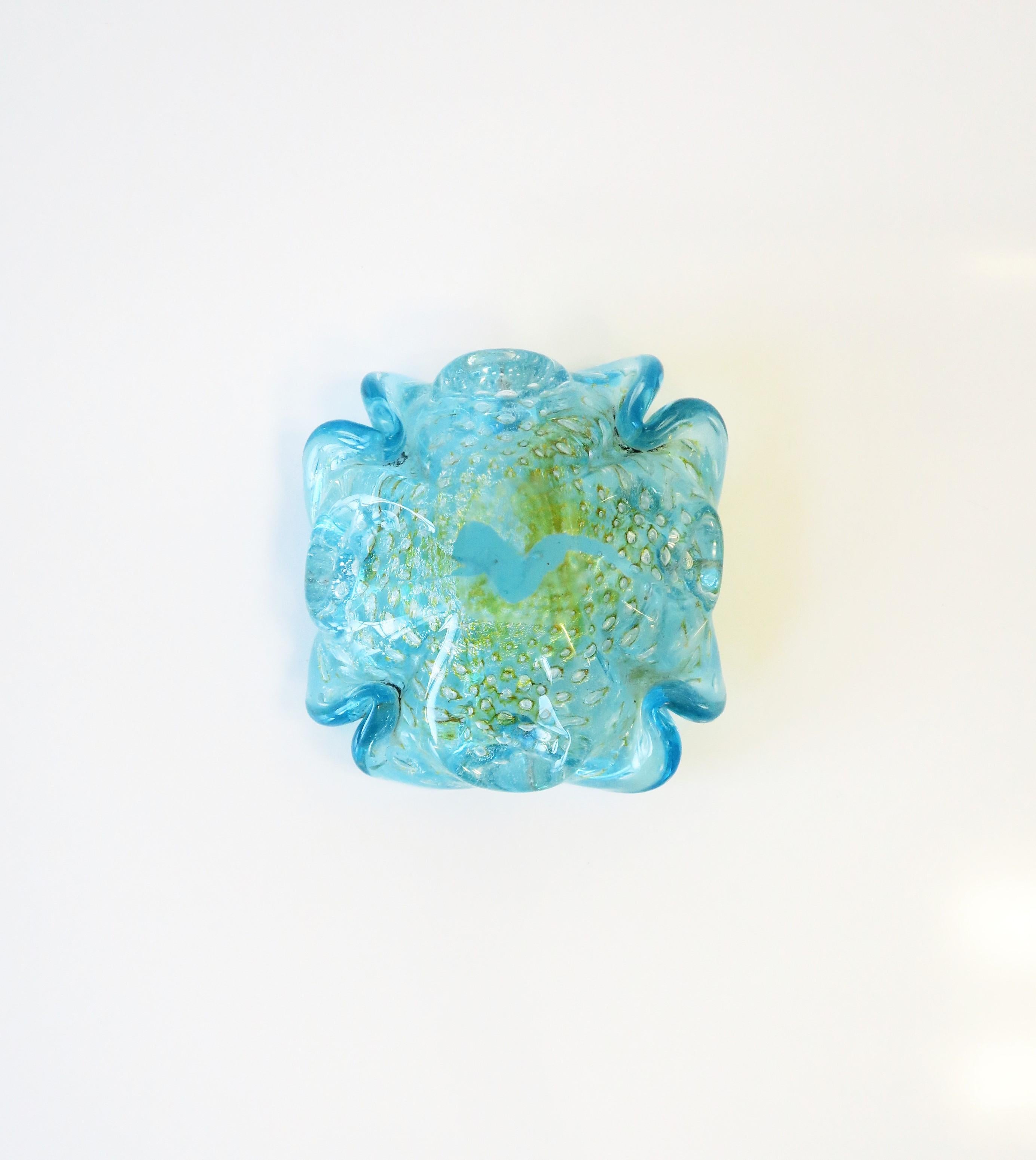 Italian Murano Blue Art Glass Bowl 10