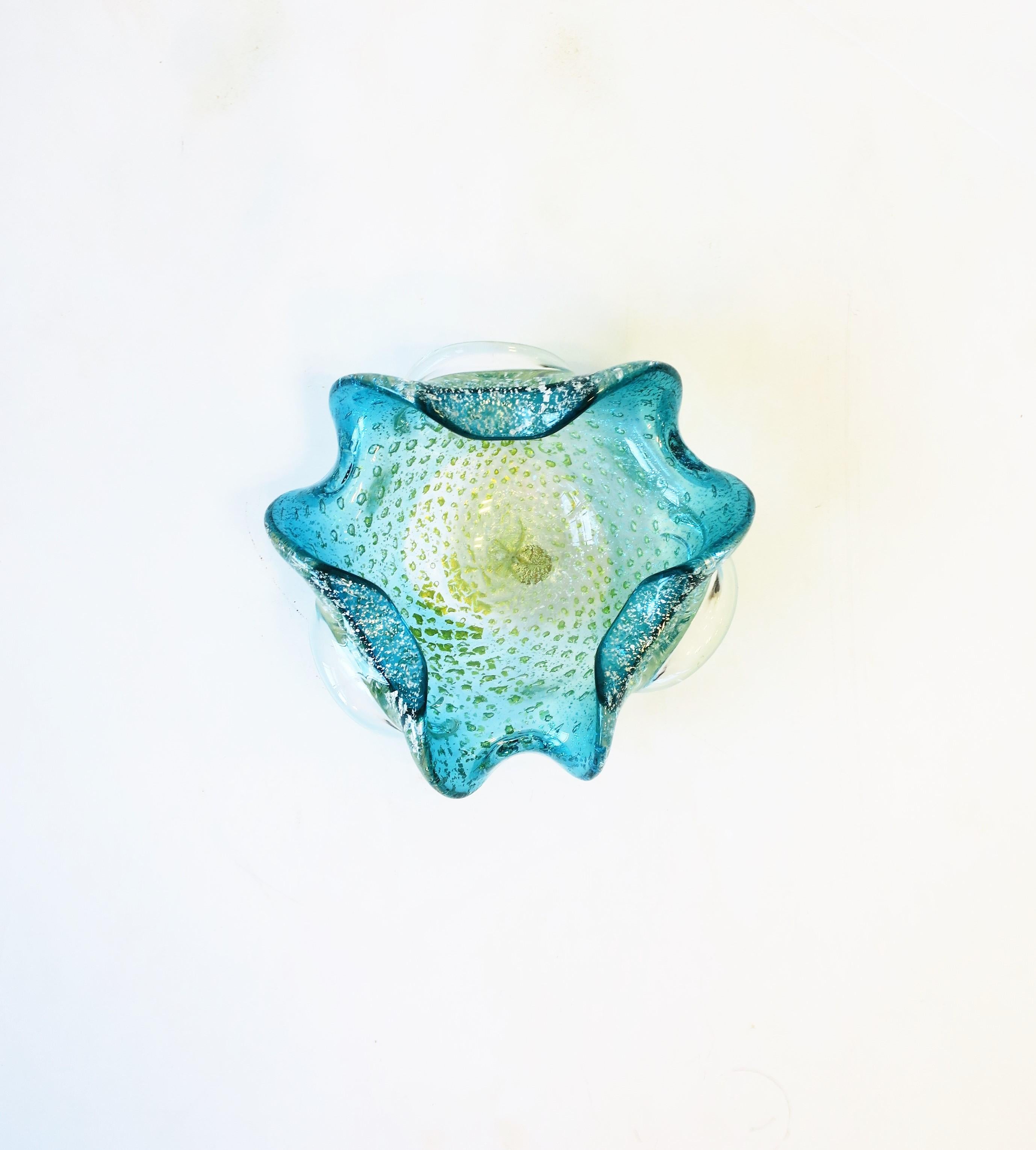 Modern Italian Murano Blue Art Glass Bowl