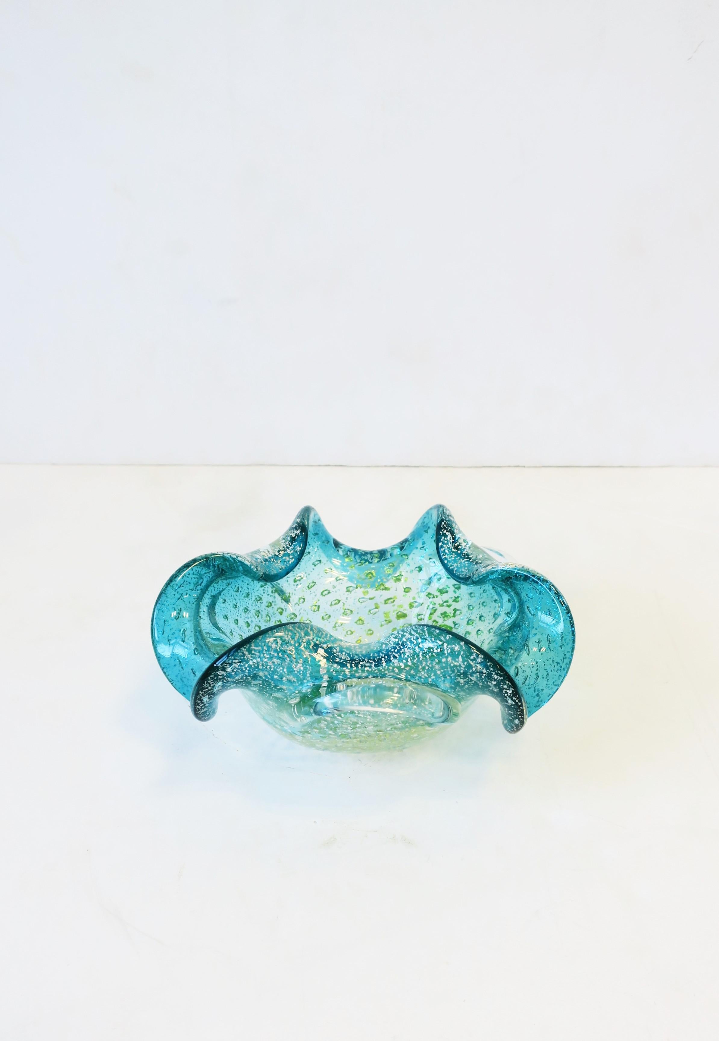 20th Century Italian Murano Blue Art Glass Bowl