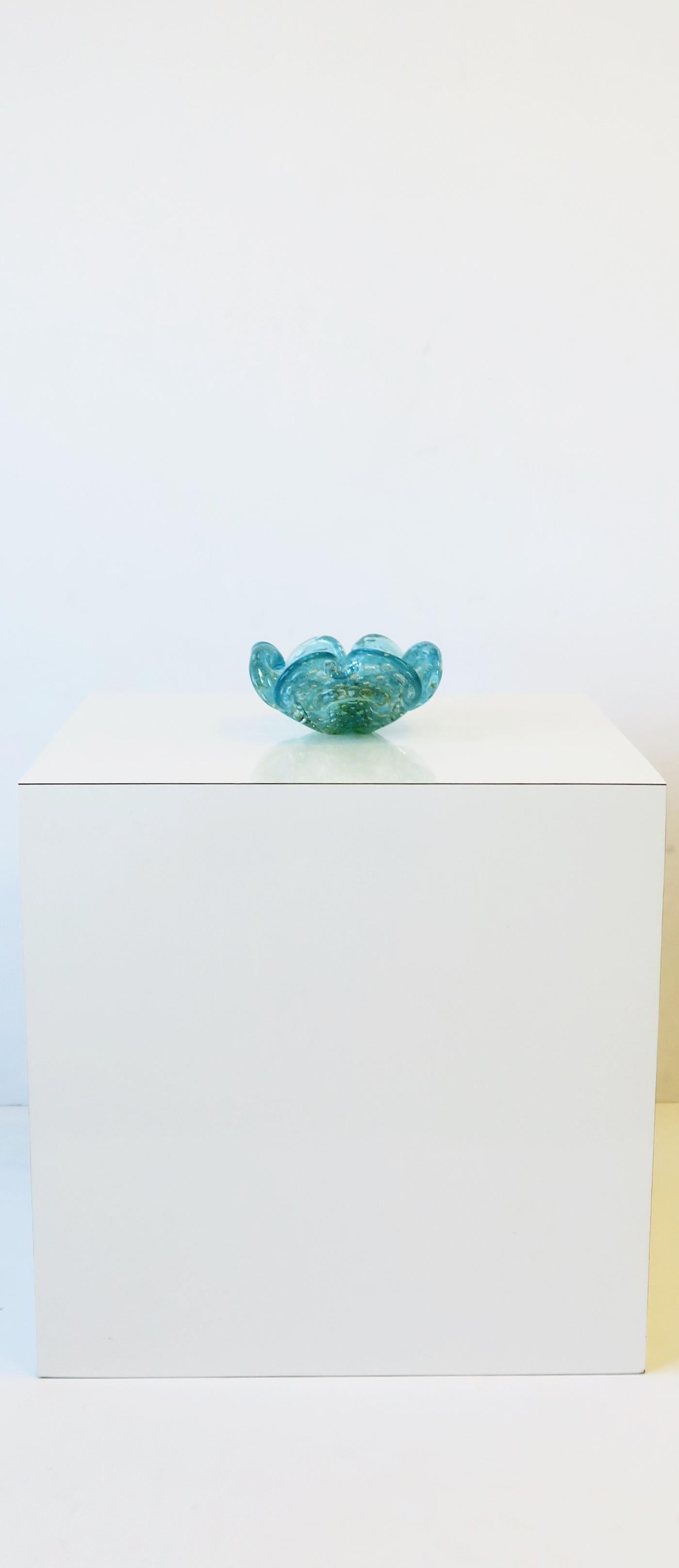 20th Century Italian Murano Blue Art Glass Bowl
