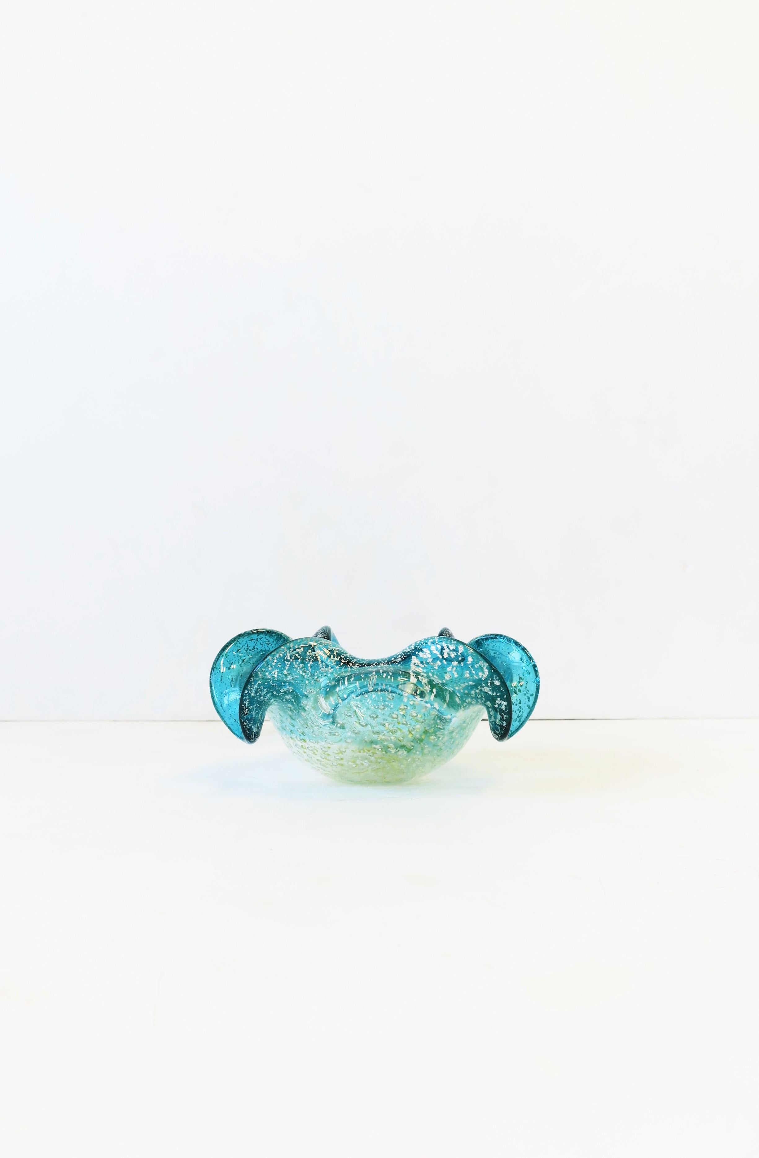 Italian Murano Blue Art Glass Bowl 1