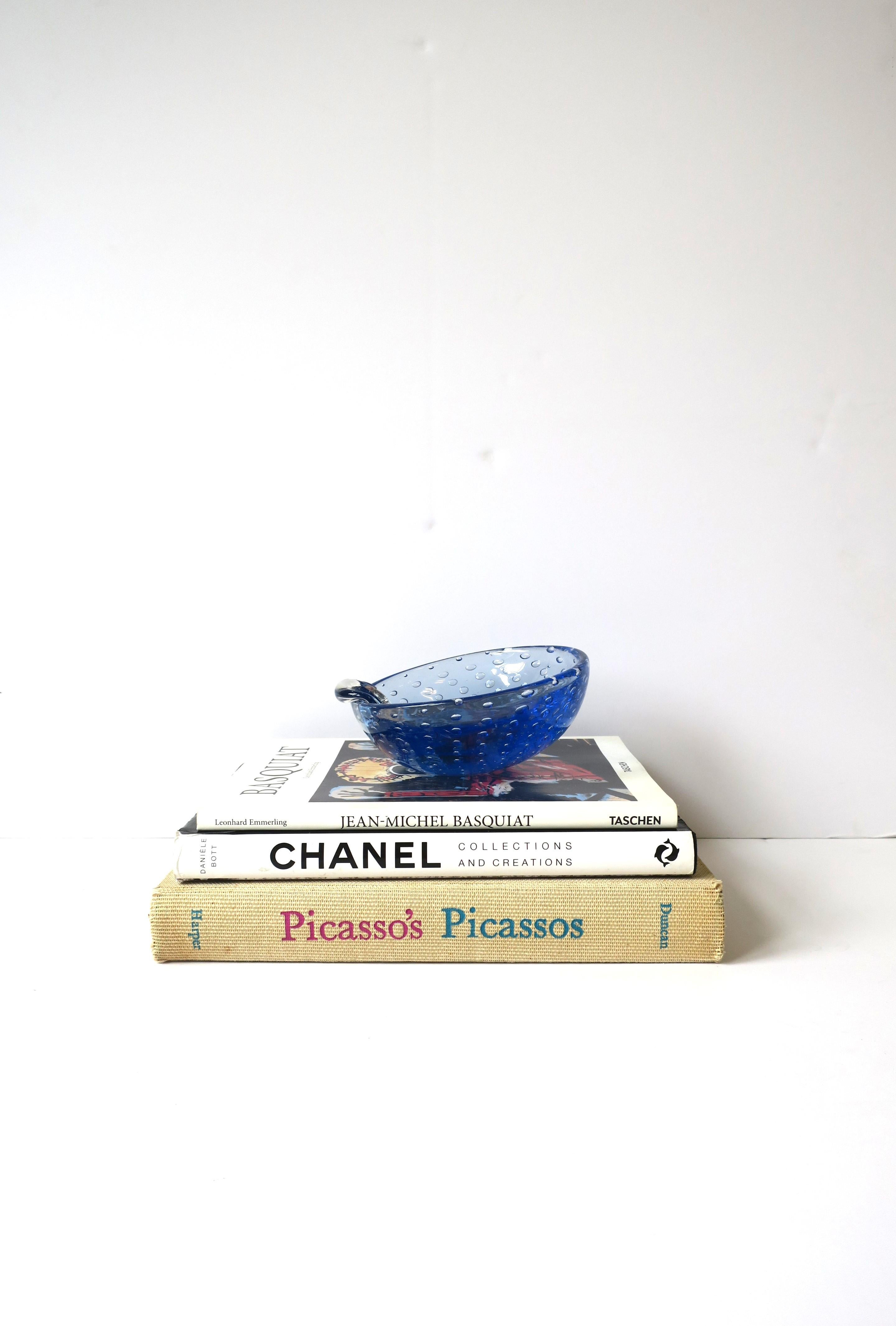 Italian Murano Blue Art Glass Bowl or Ashtray For Sale 3