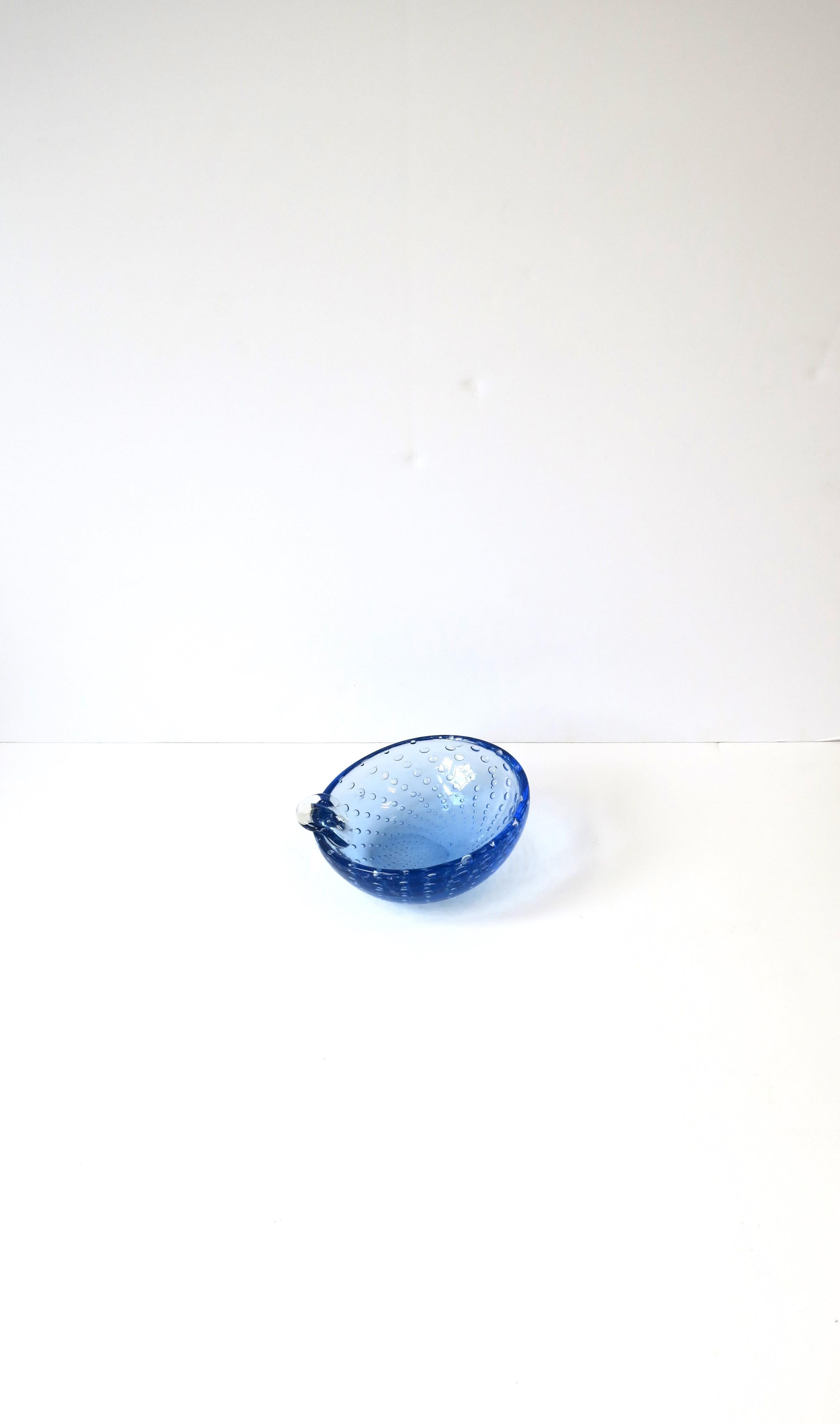 Mid-Century Modern Italian Murano Blue Art Glass Bowl or Ashtray For Sale